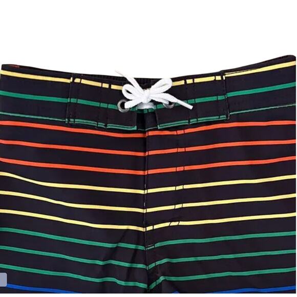 NWT J. Crew Boys' Navy W/Rainbow Stripe Board Swim Trunks/Shorts - SIZE 2 - Picture 3 of 7